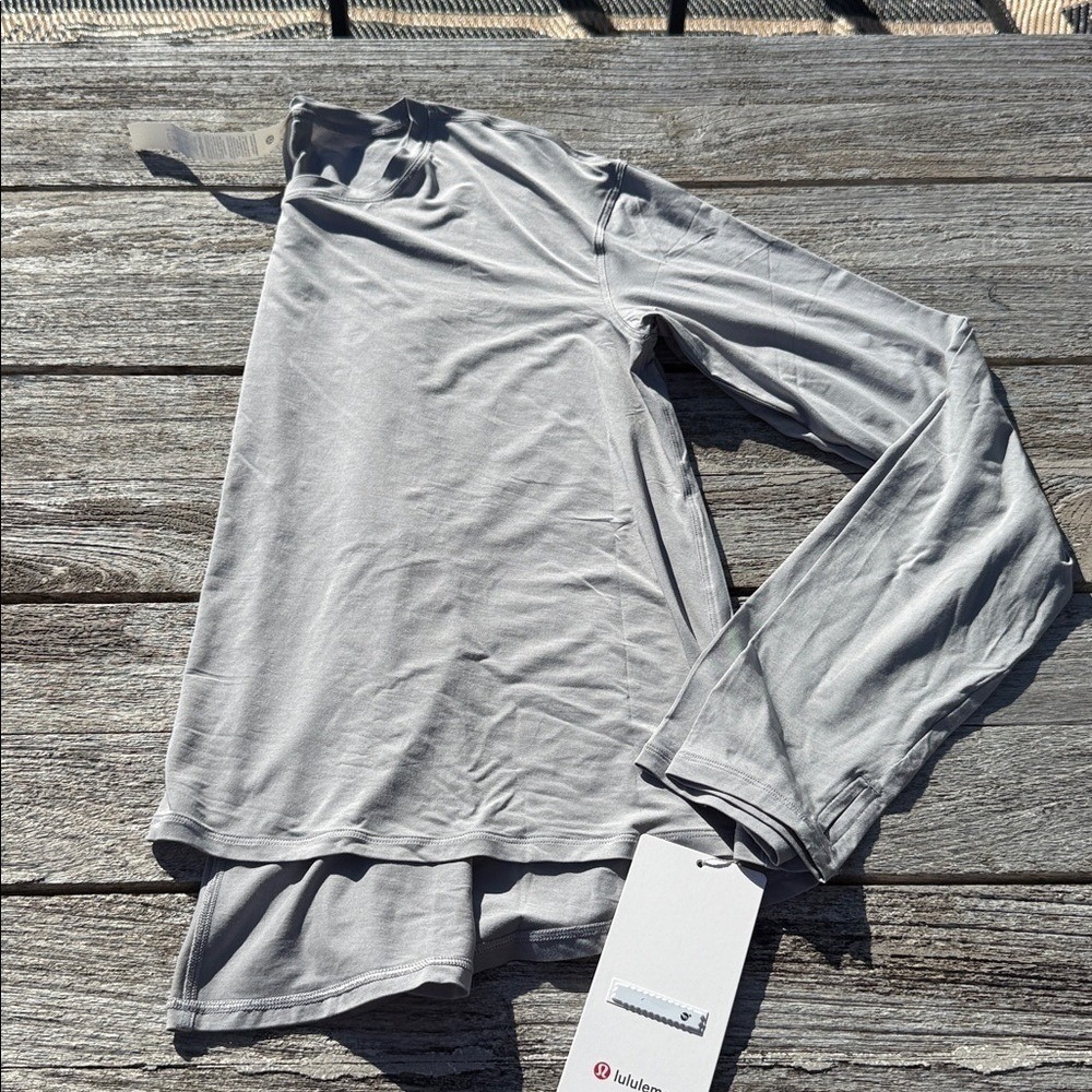 Lululemon Modal Relaxed-Fit Lounge Long-Sleeve Shirt size 10 Silver Gray nwt - Picture 2 of 6